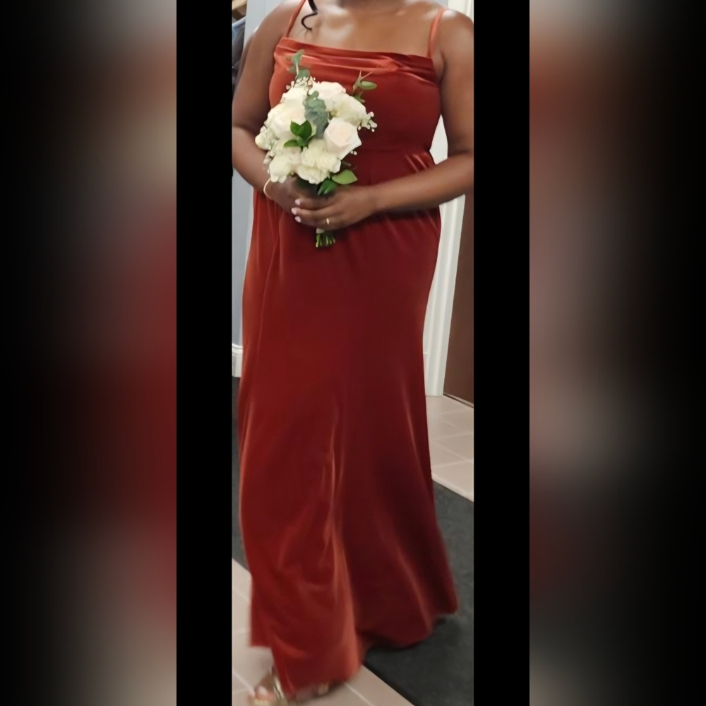 Azazie Rust ( Terracotta) Velvet Wedding Dress